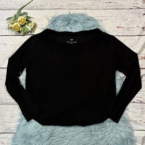 Heroine Sport Faux Suede Black Long Sleeve Top